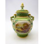 Early 20th century James Hadley Royal Worcester pot pourri vase and cover,