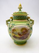 Early 20th century James Hadley Royal Worcester pot pourri vase and cover,