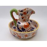 20th century Masons style Ironstone 'Hydra' jug and bowl,