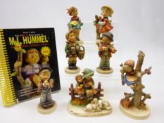 Six Goebel Hummel figures; 'Serenade', 'Out of Danger', 'Village Boy', 'Bashful',
