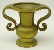 Early 20th century Chinese brass vessel with bulbous mid section,