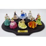 Set of ten Royal Doulton 'Miniature Ladies' with stand and original boxes Condition