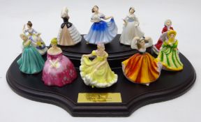 Set of ten Royal Doulton 'Miniature Ladies' with stand and original boxes Condition