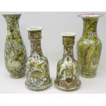Two 20th century Persian style mallet shaped vases,