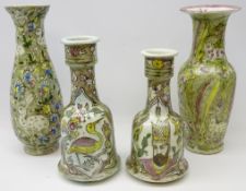 Two 20th century Persian style mallet shaped vases,