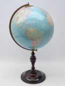 Terrestrial table globe on turned wooden style base,