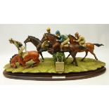 Large Capodimonte limited edition 'The Steeple-Chase' by Mazini 172/500 on oval plinth,