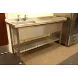 Commercial stainless steel sink with right hand drainer, W160cm, H97cm,