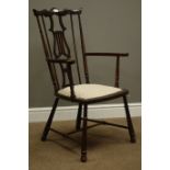 Lyre back open chair with upholstered seat,