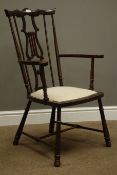 Lyre back open chair with upholstered seat,