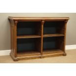 Early 20th century oak open bookcase, stepped front fitted with two adjustable shelves,