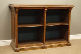 Early 20th century oak open bookcase, stepped front fitted with two adjustable shelves,