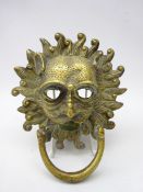 Cast brass door knocker in the form of an Indian exotic beast, W15cm,