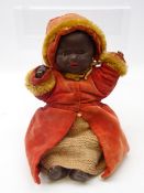 Armand Marseille black bisque head doll brown sleeping eyes, open mouth and pierced ears,