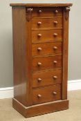 Victorian mahogany Wellington chest fitted seven drawers with turned wooden handles on skirted base,