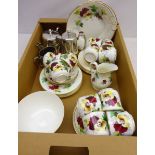 19th century part tea set, hand painted with spring flowers,