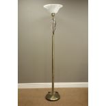 Brushed silver finish uplighter with glass shade,