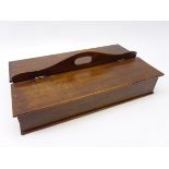 19th century mahogany cutlery two compartments with hinged lids and pierced handle,