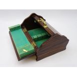 Early 20th century oak cutlery box with twin hinged sloping lids and with brass loop handle,