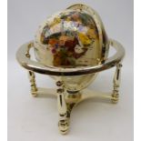 Lapis gemstone inlaid globe, on polished frame, as new with original box,