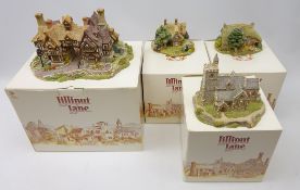 Four Lilliput Lane models; 'The King's Arms', 'Old Mother Hubbard's',