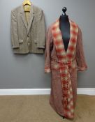 Greensmith and Thackwray Scarborough men's dressing gown with plaid interior and burgundy line