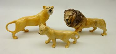 Group of three Beswick Lions, Lion, L22.