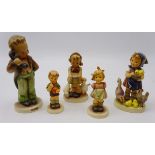 Five Goebel figures, 'Feeding Time', 'Be Patient', 'Free Spirit',