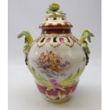 Late 19th/ early 20th century Berlin porcelain pot pourri vase and cover,