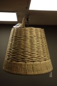 Large pendent centre light fitting with rope work shade - as new in box,