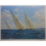 Shamrock V Racing Candida and Cambria off Yarmouth, I.O.W, C. 1930, limited edition colour print No.