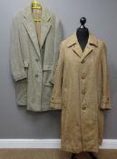 Harrods Ltd London gents full length brown woolen coat and a similar green full length coat with an