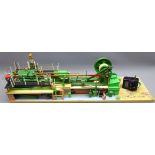 Electrically operated wood & metal Kit built model of a horizontal engine,