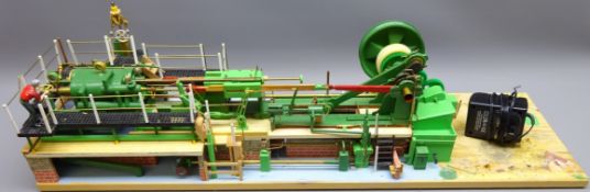 Electrically operated wood & metal Kit built model of a horizontal engine,