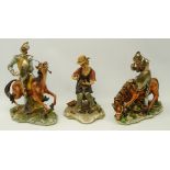Two limited edition Capodimonte figures depicting Don Quixote by Cortese,