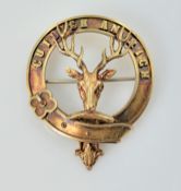 Victorian rose gold Mackenzie clan brooch by F& McB tested 9ct inscribed verso Iseabal (Anna) bho