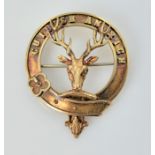 Victorian rose gold Mackenzie clan brooch by F& McB tested 9ct inscribed verso Iseabal (Anna) bho