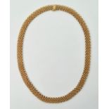 Gold woven flat chain necklace hallmarked 9ct boxed approx 29.