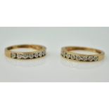 Two 9ct channel set diamond half eternity rings hallmarked Condition Report