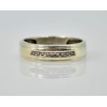 9ct white gold band set with diamonds hallmarked Condition Report size R 3.