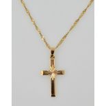 9ct gold cross pendant necklace hallmarked Condition Report 3.2gm<a href='//www.