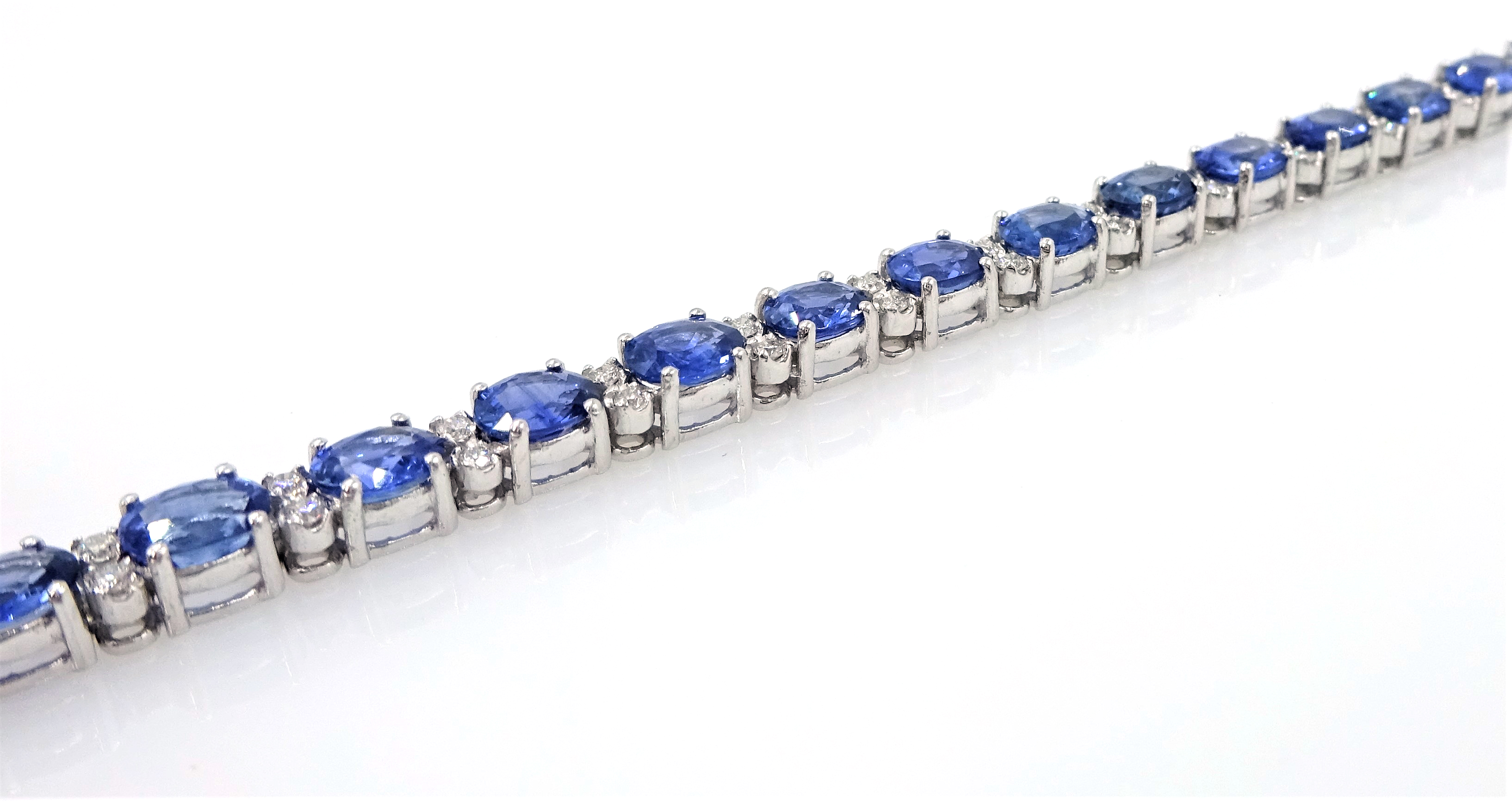 18ct white gold diamond and sapphire bracelet stamped 750, diamonds approx 0. - Image 3 of 3