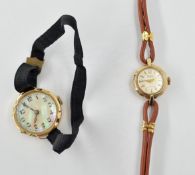Two 9ct gold wristwatches,