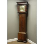 19th century oak longcase clock, square brass dial inscribeed Geo.