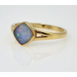 Gold opal square rim set ring hallmarked 9ct Condition Report size S 2.