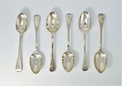 Set of six Victorian silver dessert spoons, Old English pattern by Henry Holland 1874 approx 8.