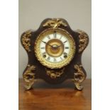 Late19th century ornate cartouche shaped mantel clock by 'Ansonia Clock Co.