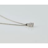 18ct white gold diamond pendant necklace, the solitaire approx 0.