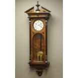 Late 19th century Vienna regulator wall clock, walnut and ebonised case,