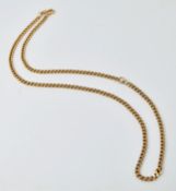 Gold flattened chain necklace hallmarked 9ct approx 12.